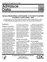 Serious Mental Illness and Disability in the Adult Household Population United States 1989