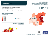 KY Congressional District 06 Heart Disease and Federally Qualified Health Centers Map 118th Congress