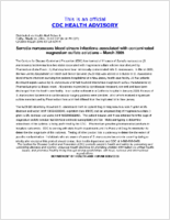 Serratia marcescens Blood Stream Infections Associated with Contaminated Magnesium Sulfate Solutions  March 2005 Friday March 18 2005 2050 EDT 850 PM EDT