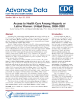 Access to Health Care Among Hispanic or Latino Women United States 20002002