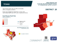 TX Congressional District 25 Heart Disease and Federally Qualified Health Centers Map 118th Congress