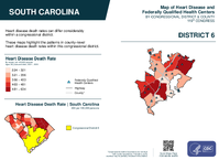 SC Congressional District 06 Heart Disease and Federally Qualified Health Centers Map 119th Congress