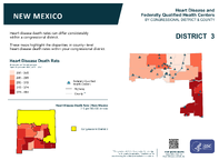NM Congressional District 03 Heart Disease and Federally Qualified Health Centers Map 118th Congress