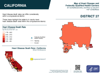 CA Congressional District 27 Heart Disease and Federally Qualified Health Centers Map 119th Congress