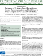 Inclusion of EvidenceBased Breast Cancer Control Recommendations and Guidelines in State Comprehensive Cancer Control Plans