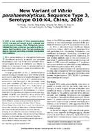 New Variant of Vibrio parahaemolyticus Sequence Type 3 Serotype O10K4 China 2020