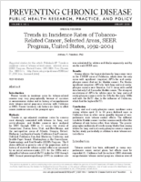 Trends in Incidence Rates of TobaccoRelated Cancer Selected Areas SEER Program United States 19922004