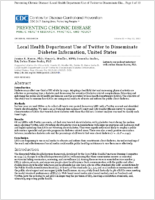 Local Health Department Use of Twitter to Disseminate Diabetes Information United States