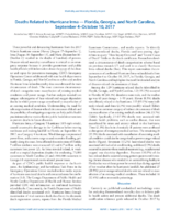 Deaths Related to Hurricane Irma  Florida Georgia and North Carolina September 4October 10 2017