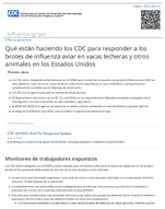 Qu estn haciendo los CDC para responder a los brotes de influenza aviar en vacas lecheras y otros animales en los Estados Unidos