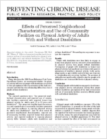 Effects of Perceived Neighborhood Characteristics and Use of Community Facilities on Physical Activity of Adults With and Without Disabilities