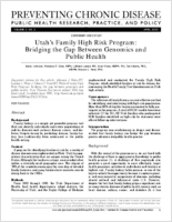 Utahs Family High Risk Program Bridging the Gap Between Genomics and Public Health