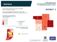 IN Congressional District 05 Heart Disease and Federally Qualified Health Centers Map 118th Congress
