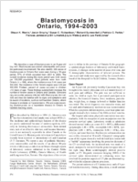 Blastomycosis in Ontario 19942003