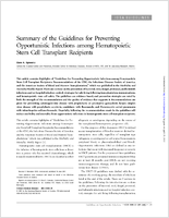Summary of the Guidelines for Preventing Opportunistic Infections among Hematopoietic Stem Cell Transplant Recipients