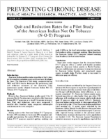 Quit and Reduction Rates for a Pilot Study of the American Indian Not On Tobacco NOT Program