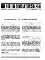 Advance report of final marriage statistics 1985