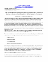 CDC Interim Recommendations for Protecting Workers from Exposure to Bacillus anthracis in Work Sites Where Mail Is Handled or Processed Wednesday October 31 2001 2130 EST 930 PM EST
