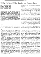 Validity Of A Household Gun Question In A Telephone Survey