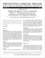 Healthy Weigh El camino saludable Phase 1 A Retrospective Critical Examination of Program Evaluation