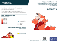 VA Congressional District 04 Heart Disease and Federally Qualified Health Centers Map 119th Congress
