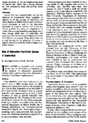 Jarvis Law And The Planning Of Mental Health Services Role Of Alternative Psychiatric Service In Connecticut