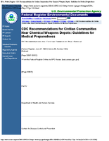 CDC Recommendations for Civilian Communities Near Chemical Weapons Depots Guidelines for Medical Preparedness