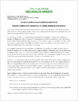 Clusters of Influenza a Infections Identified Reports Underscore Importance of Timely Influenza Vaccination Monday October 20 2003 2007 EDT 0807 PM EDT