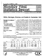 Births marriages divorces and deaths for September 1993