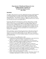 Department of Health and Human Services implementation guidance for syringe services programs July 2010