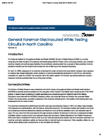 General Foreman Electrocuted While Testing Circuits in North Carolina FACE 8516