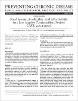 Food Access Availability and Affordability in 3 Los Angeles Communities Project CAFE 20042006