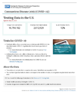 Coronavirus Disease 2020 COVID19 testing data in the US updated May 29 2020