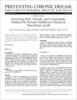 Reaching Staff Parents and Community Partners to Prevent Childhood Obesity in Head Start 2008