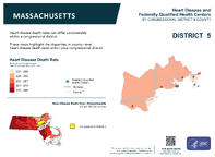 MA Congressional District 05 Heart Disease and Federally Qualified Health Centers Map 118th Congress