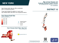 NY Congressional District 10 Heart Disease and Federally Qualified Health Centers Map 119th Congress