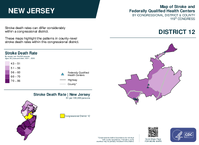 NJ Congressional District 12 Stroke and Federally Qualified Health Centers Map 119th Congress