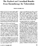 The Realized And Unrealized Benefits From Chemotherapy For Tuberculosis