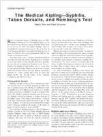 The Medical KiplingSyphilis Tabes Dorsalis and Rombergs Test