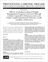 Effects of a BehaviorBased Weight Management Program Delivered Through a State Cooperative Extension and Local Public Health Department Network North Carolina 20082009
