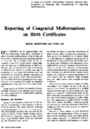 Reporting Of Congenital Malformations On Birth Certificates