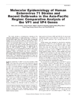 Molecular Epidemiology of Human Enterovirus 71 Strains and Recent Outbreaks in the AsiaPacific Region Comparative Analysis of the VP1 and VP4 Genes