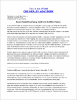 Severe Acute Respiratory Syndrome SARS in Taiwan December 17 2003