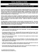 Fatal Injuries at Work Massachusetts Fatality Update 2002