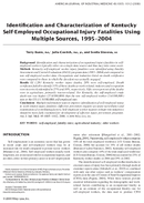 Identification and Characterization of Kentucky SelfEmployed Occupational Injury Fatalities Using Multiple Sources 19952004