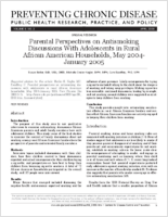 Parental Perspectives on Antismoking Discussions With Adolescents in Rural African American Households May 2004January 2005