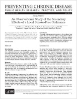 An Observational Study of the Secondary Effects of a Local SmokeFree Ordinance
