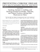 Smoking Barriers to Quitting and SmokingRelated Knowledge Attitudes and Patient Practices Among Male Physicians in China