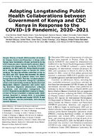 Adapting Longstanding Public Health Collaborations between Government of Kenya and CDC Kenya in Response to the COVID19 Pandemic 20202021