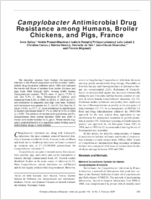 Campylobacter Antimicrobial Drug Resistance among Humans Broiler Chickens and Pigs France